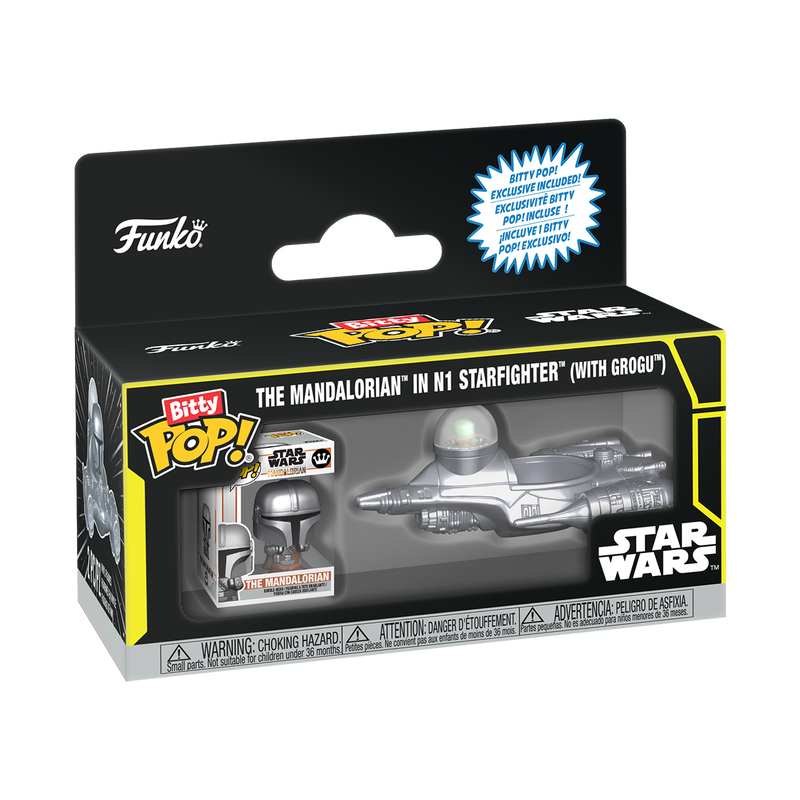 Bitty Pop! Rides The Mandalorian in N1 Starfighter (with Grogu)