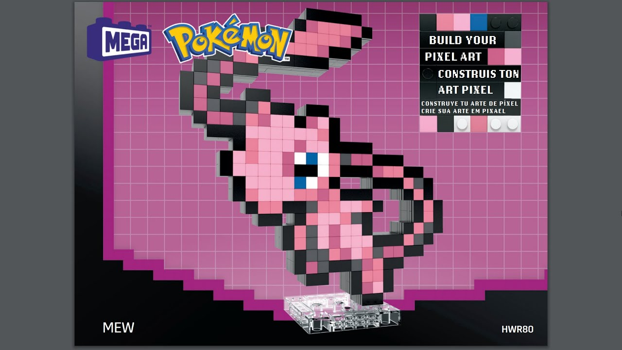 MEGA Pokemon Mew 434 Piece Building Set with 1 Pixelated Retro Action Figure