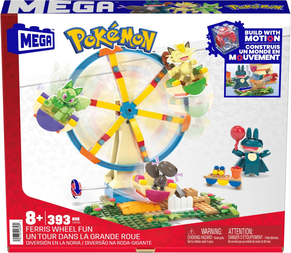 MEGA Pokémon Ferris Wheel Fun Building Toy Kit, With 4 Action Figures (393 Pieces)