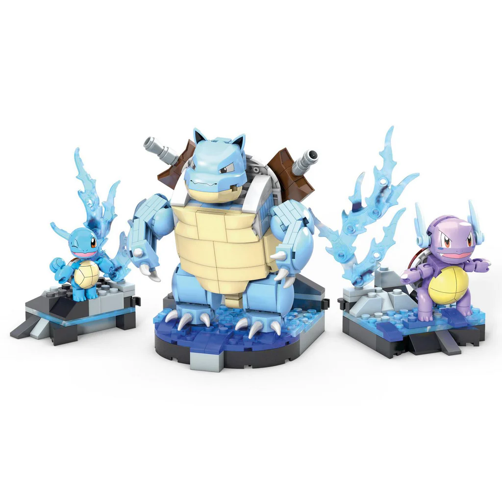 MEGA Pokémon, Squirtle Evolution Set with 379 Pieces, 3 Characters, Wartortle and Blastoise