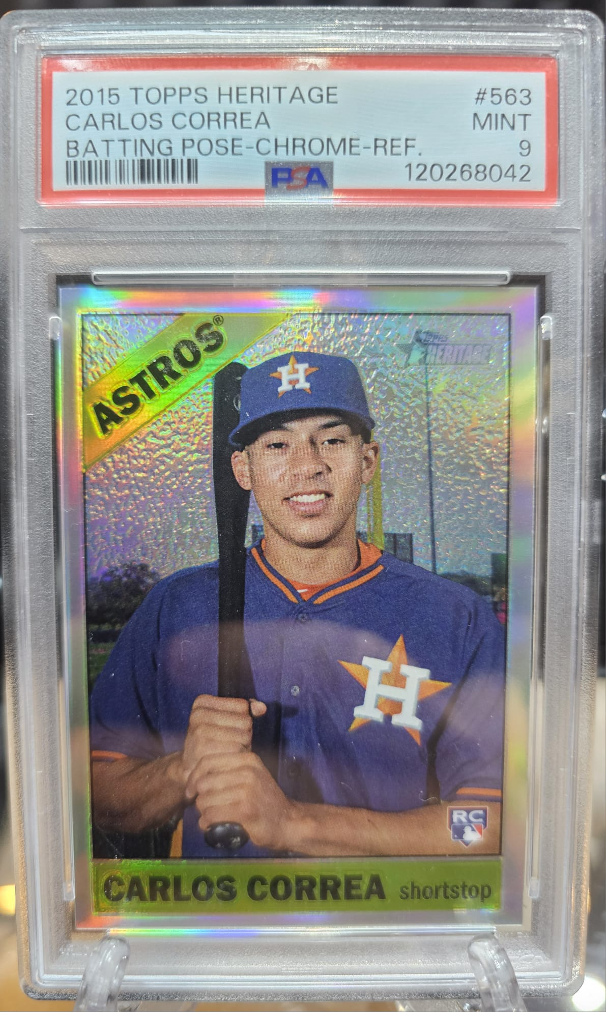 Carlos Correa 2015 Topps Heritage Rookie Card Chrome PSA 9