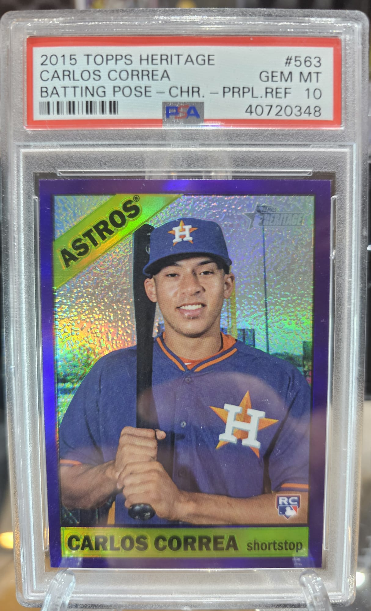 Carlos Correa 2015 Topps Heritage Rookie Card Chrome/Purple PSA 9