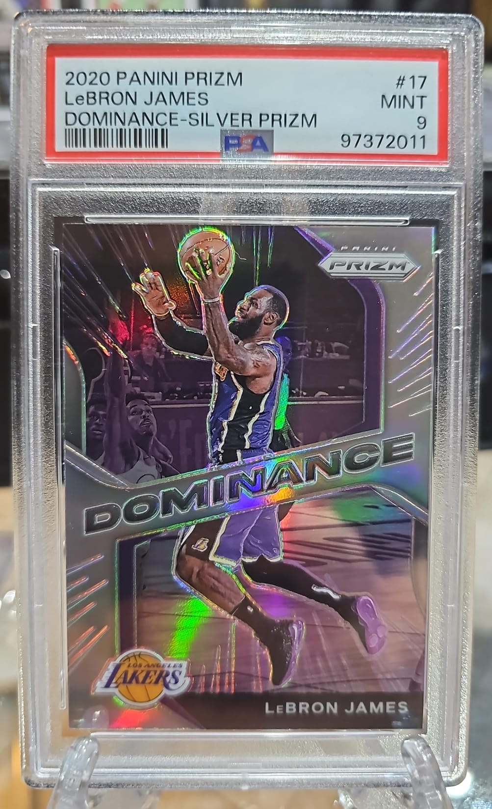 Lebron James 2020 Panini Prizm Dominance Silver PSA 9