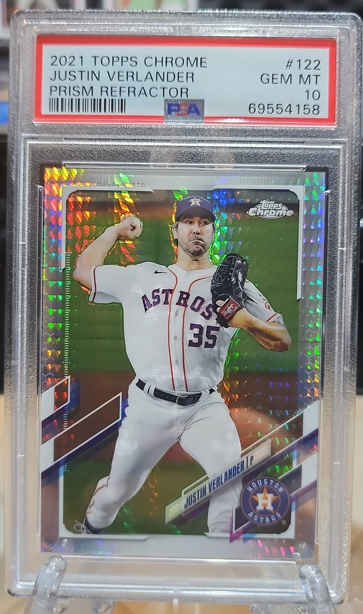 Justin Verlander 2021 Topps Chrome Prism Refractor PSA 10