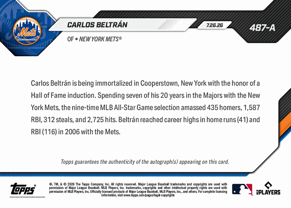 Carlos Beltrán - 2026 MLB Topps NOW®